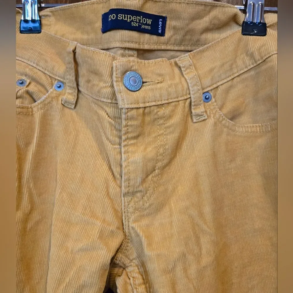 American Eagle Outfitters Yellow Gold Corduroy Straight Leg Jeans Size 27